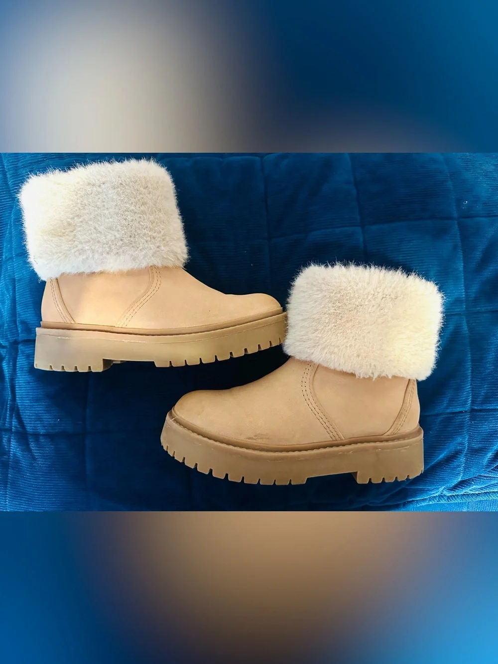 Zara Girls Tan Faux Fur Lined Winter Boots